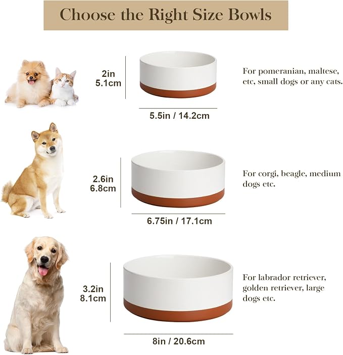MALACASA Dog Bowls, Ceramic Dog Food and Water Bowls for Medium Size Dogs, 3.5 Cups Capacity Pet Bowl for Medium Dogs (M-3.5 Cups)