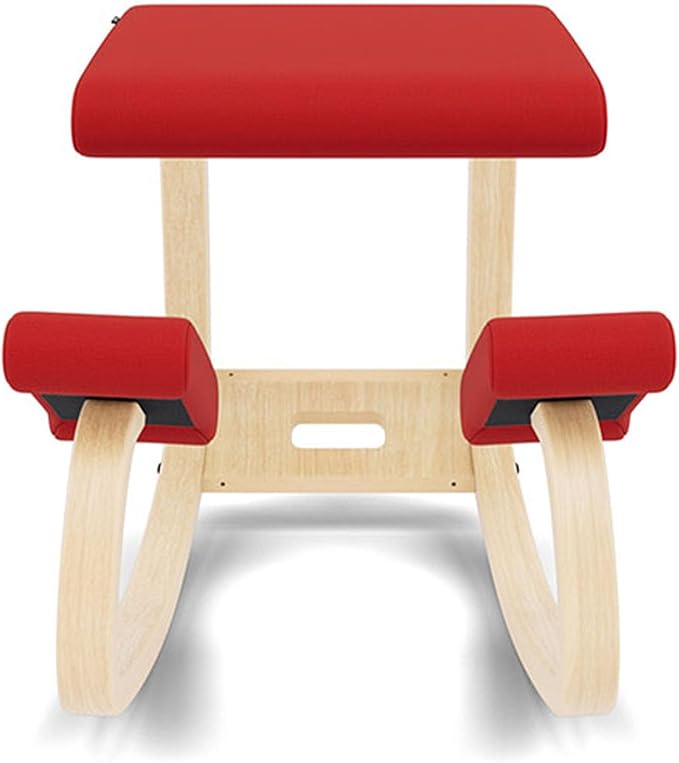 Varier Variable, The Original Kneeling Chair, Ergonomic Chair, Natural/Red, 10 Year Warranty, Design by Peter Opsvik