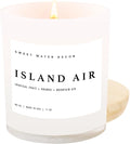 Sweet Water Decor Island Air Soy Candle - Tropical Fruit, Mountain Air, and Orange Scented Summer Candles for Home - 11oz White Glass Jar + Wood Lid, 50+ Hour Burn Time, Made in The USA