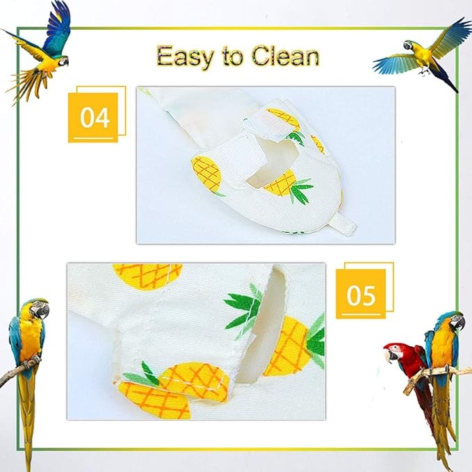 Diaper Flight Suite Liners for Birds Protective Nappy with Waterproof Inner Layer Cute Urine Wet Suit for Parrot Macaw African Budgies Conure Monk Parakeet (S,Grey)