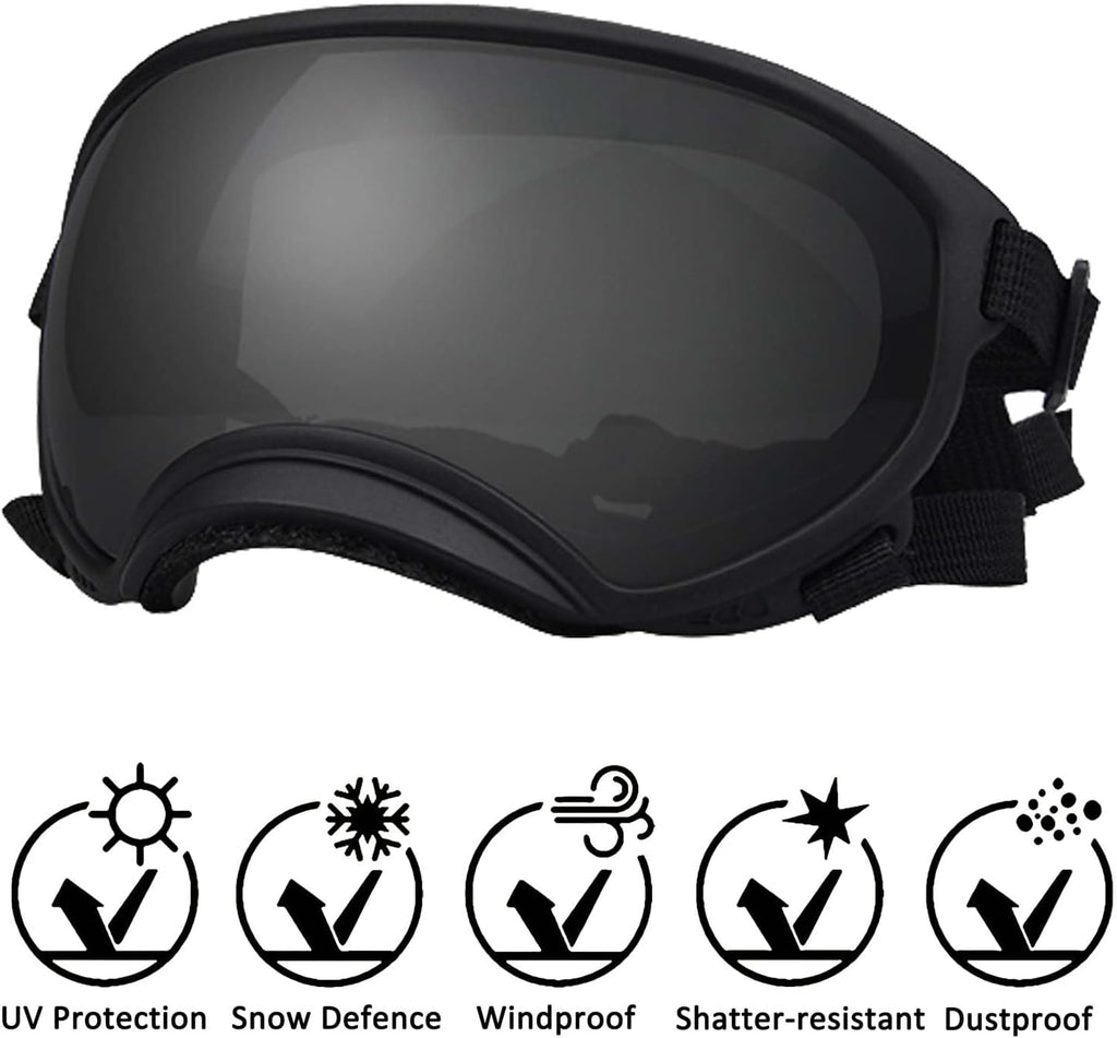 Medium Dog Sunglasses with Adjustable Strap UV Protection, Winproof Dog Puppy Sunglasses, Suitable for Medium Dog Pet Glasses, Dogs Eyes Protection,Soft Dog Goggles