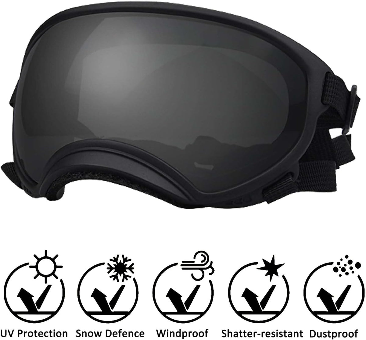Medium Dog Sunglasses with Adjustable Strap UV Protection, Winproof Dog Puppy Sunglasses, Suitable for Medium Dog Pet Glasses, Dogs Eyes Protection,Soft Dog Goggles