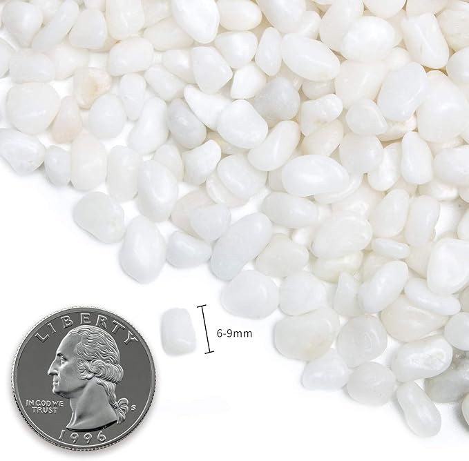 Natural Polished Decorative White Pebbles - Small Stones 3/8" Gravel Size,River Rocks Pebbles for Plants, Home DIY Decor,Aquarium Gravel,Vase Fillers,Fairy Garden,Landscaping Outdoor Stones.