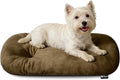Washable Oval Dog Bed for Small Dogs,Silver-Tipped High-Resilience,Brown | Non-Slip Bottom Prevents Sliding,Soft Plush Short Fur,Machine Washable Cushion,Ideal for Crates & Small Spaces,23"x17"x2.8"