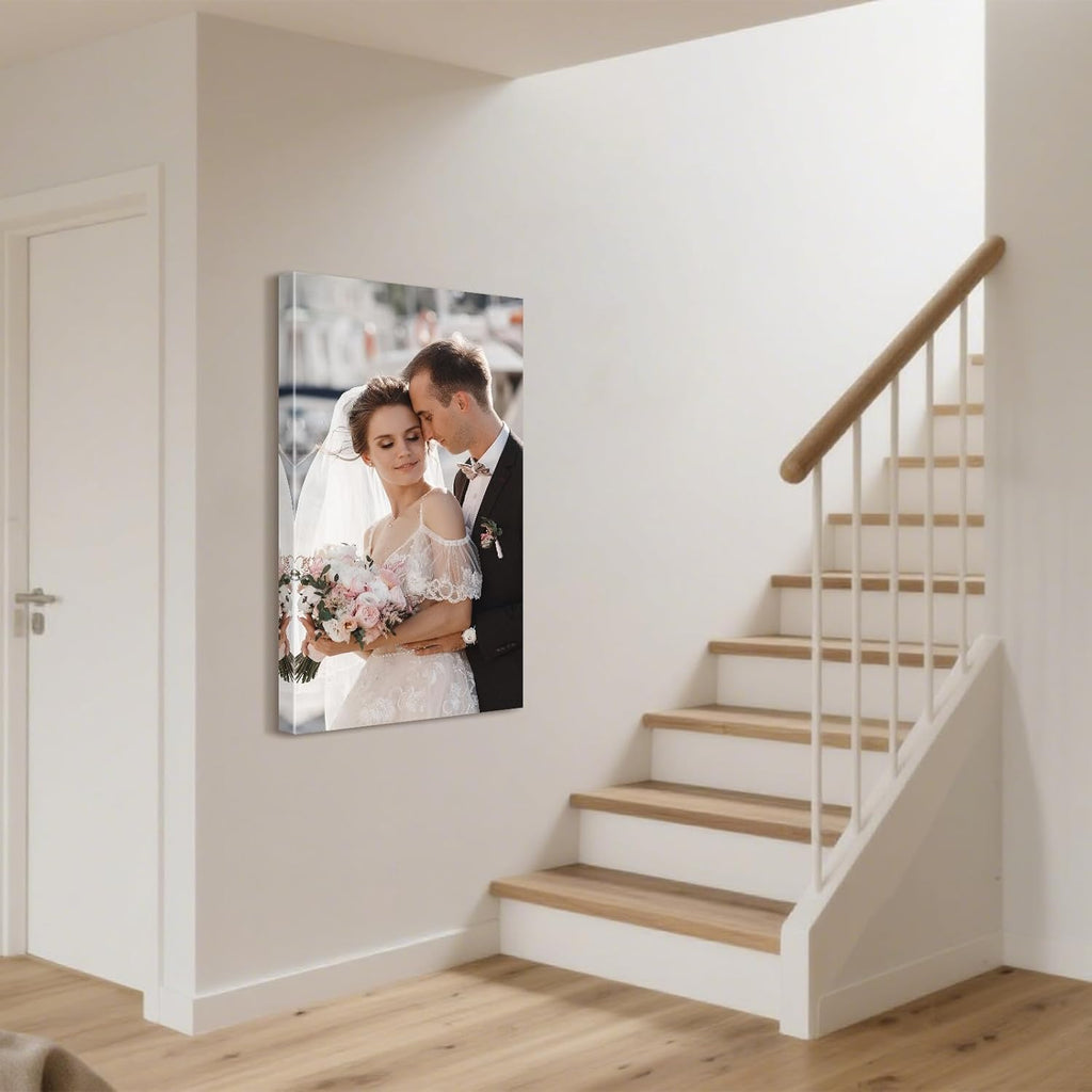 Personalized Custom Canvas Prints with Your Photos & Text, Customized Picture Print, Transform Own Images Into Framed Wall Art Digitally Printed Photo to Canvas, Keepsakes Gifts for Family 20x36’’