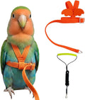 Adjustable Bird Harness with Elastic Leash, Pet Parrot Harness and Leash, Adjustable Training Design Anti-Bite, Bird Nylon Rope with Cute Wing for Conure (Orange,S)