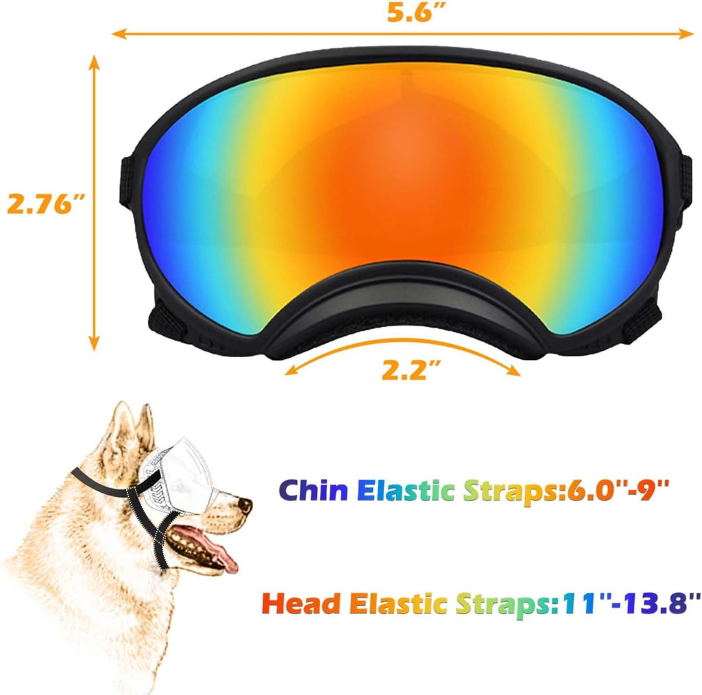 Medium Dog Sunglasses with Adjustable Strap UV Protection, Winproof Dog Puppy Sunglasses, Suitable for Medium Dog Pet Glasses, Dogs Eyes Protection,Soft Dog Goggles