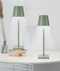 HASUN 2 Pack Cordless Table Lamp, Portable LED Desk Lamp, 5200mAh Battery Operated Lights, 3 Color Stepless Dimming Up, Night Light for Bedroom/Date/Bars/Cafe/Camping (Green 2Pack)
