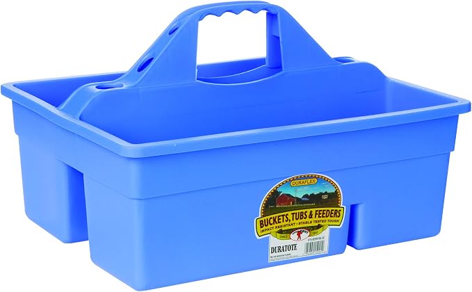 Little Giant® Plastic DuraTote | Horse Grooming DuraTote | Durable Tote Box Organizer with Easy Grip Handle | Extra Thick Sidewalls | Berry Blue