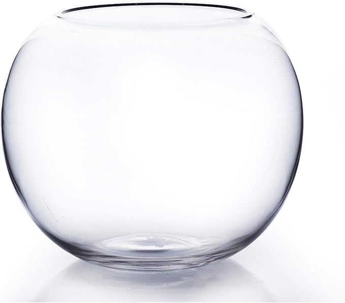 WGV Bowl Glass Vase, Diameter 10", Height 8", Open Width 6", (Multiple Sizes Choices) Clear Bubble Planter Terrarium Fish Bowl for Wedding Event Home Decor, 1 Piece (VBW0010)