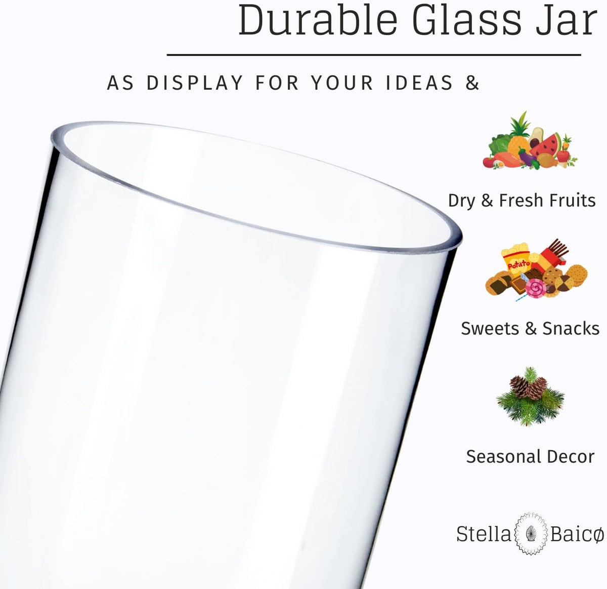 Tall Glass Apothecary Jars, Clear Candy Jar with Lid, Elegant Decorative Jars for Wedding and Party (Height: 17", Diameter: 4")