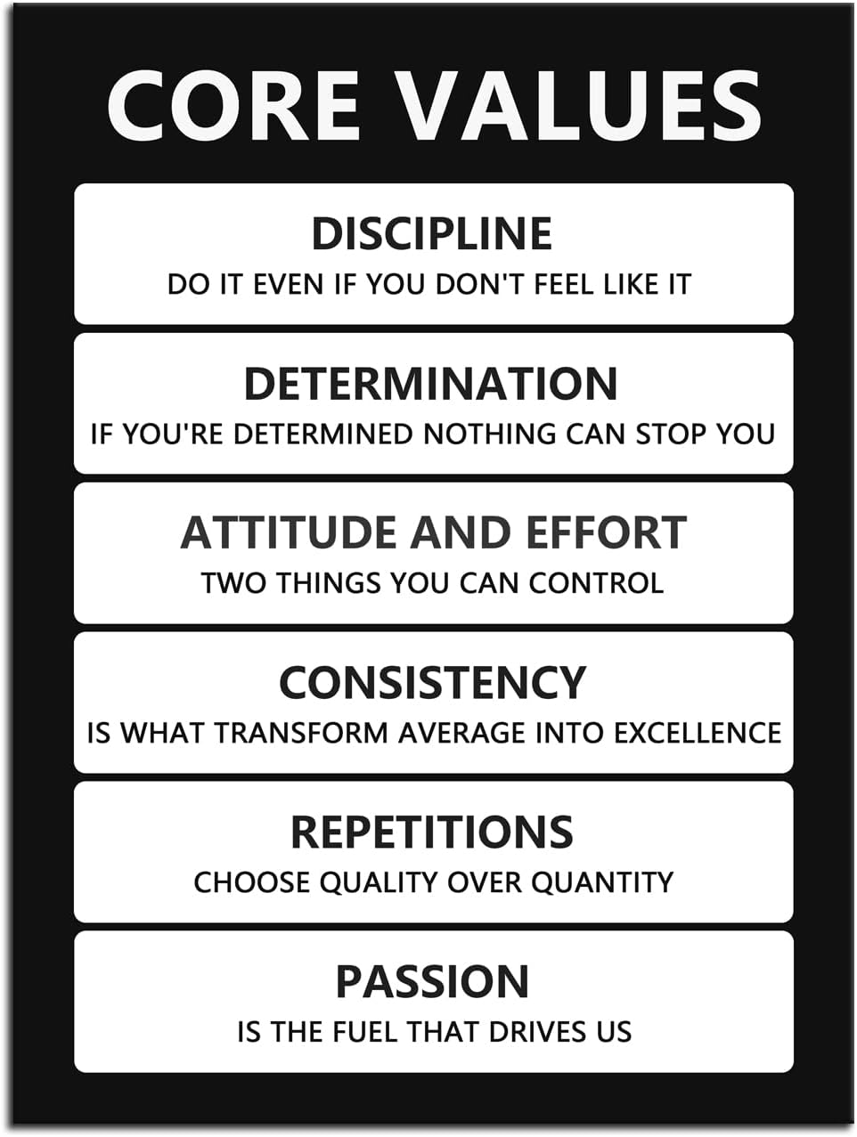 Core Values Inspirational Poster Motivational Wall Art Inspiring Canvas Prints Artwork for Office Living Room Modern Home Decor Painting Pictures Stretched and Framed Ready to Hang [18''Wx 24''H]