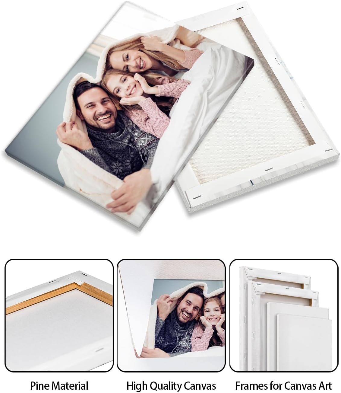 AbcCustomize Canvas Prints with Your Photos, Personalized Photo To Canvas Print for Bedroom, Living Room, Farmhouse Office Decor,Custom Canvas Wall Art for Gifts & Keepsakes, Ready to Hang