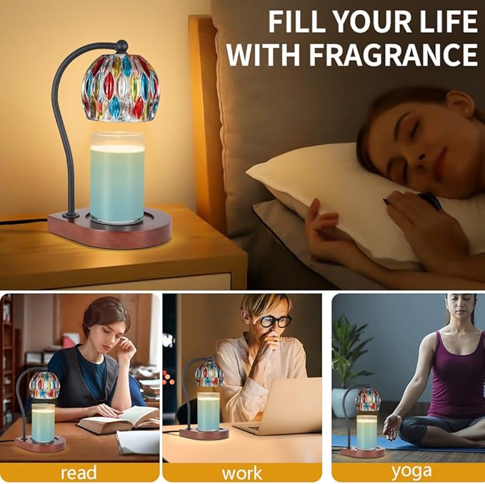 Candle Warmer Lamp with Timer, Birthday Gifts for Women Electric Candle Lamp Warmer for Jar Candles with 2Bulbs, Candle Warmer for Home Decor Mom Christmas (05-Seven Colors)
