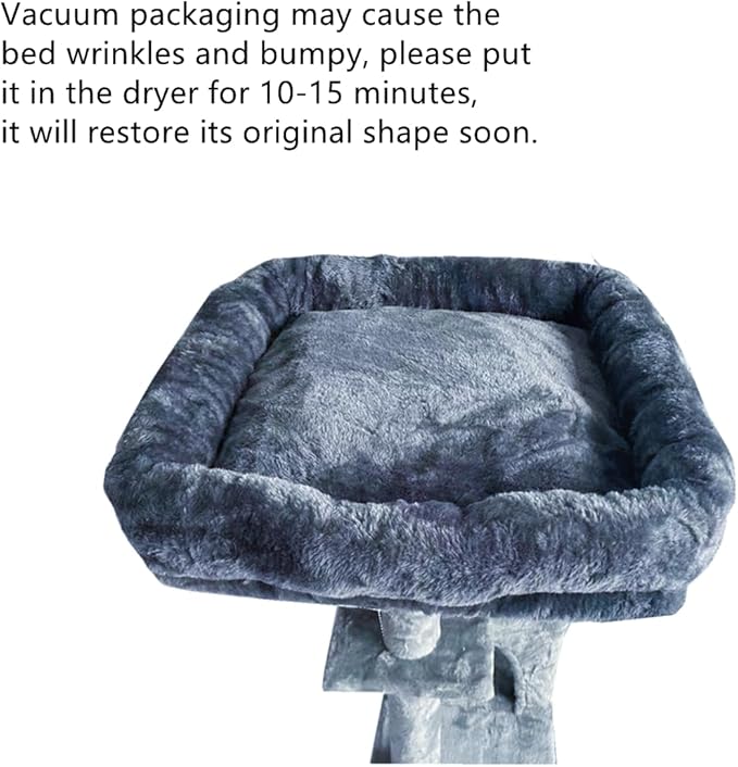 SHENGOCASE Cat Tree Tower Accessories Replacement Parts Top Cushion Bed Cover for Cat Perch with Elastic Band (13.8" x 13.8", Grey)