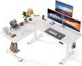 SIAGO L-Shaped Standing Desk - 63 x 55 Inch Adjustable Corner Standing Desk with Charging Station - L Shape Sit Stand Table with Memory Controller, Splice Board for Home Office