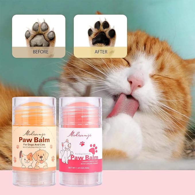 Cats Paw Balm Lick Safe,paw Butter for Cat-Friendly Natural Ingredients1.41oz, Pet Paw Wax moisturizer for Cat,for Healing Cracked Dry Paws,Snouts,Joint Care,Nose Butter for Cats,Pink
