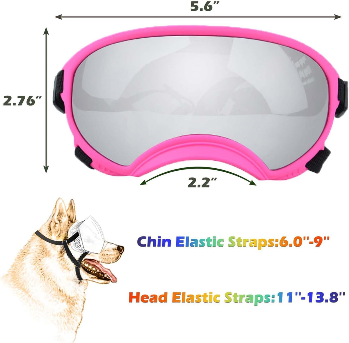 Medium Dog Sunglasses with Adjustable Strap UV Protection, Winproof Dog Puppy Sunglasses, Suitable for Medium Dog Pet Glasses, Dogs Eyes Protection,Soft Dog Goggles