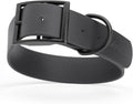 Dogline Biothane Waterproof Dog Collar Strong Coated Nylon Webbing with Black Hardware Odor- Proof for Easy Care Easy to Clean High Performance Fits Small Medium or Large Dogs, Black