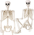 2 Pack 36" Halloween Skeleton - 3 ft Life Size Human Skeleton with Full Body Posable Joints - Spooky Scary Plastic Skeletons for Outdoor Decoration, Halloween Party Decor, Haunted House Props