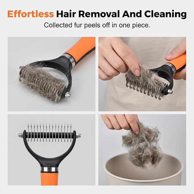 2026 Upgrade Double-Sided Pet Grooming Tool, Professional Pet Detangling Comb Removes Tangles Knots and Loose Fur, Gentle Deshedding Dog Cat Brush for Long Thick Hair (#2Sets)