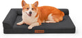 Upgraded Large Dog Bed, 3" Memory Foam with Waterproof Liner, Chew Resistant Microsuede Cover, Removable and Washable, for Indoor, Outdoor, and Car Use, Nonskid Base, 36x27 Inches L Dark Grey