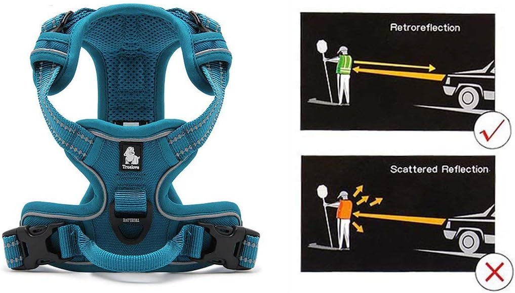Truelove No Pull Dog Harness with Easy Control Handle and 2 Leash Attachments,Reflective Adjustable Pet Vest
