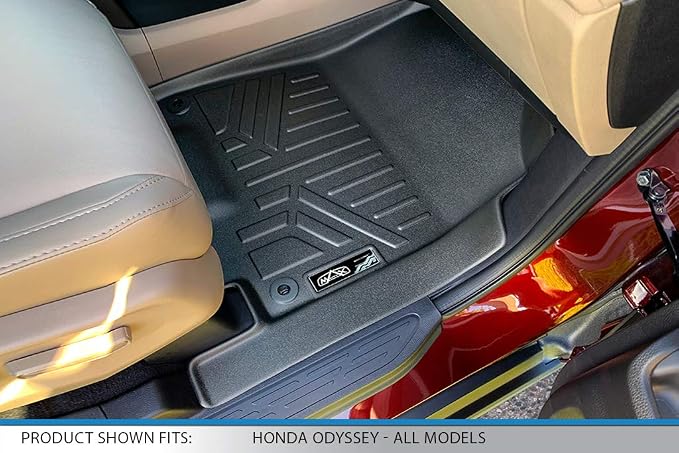 SMARTLINER Custom Fit Floor Mats 3 Rows and Cargo Liner Behind 3rd Row Set Compatible with 2018-2025 Honda Odyssey