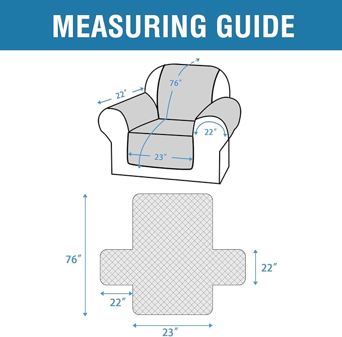 H.VERSAILTEX Chair Sofa Slipcover 100% Waterproof Couch Cover Furniture Protector Cover with Elastic Straps for Pets Kids Children Dog Cat(Chair, Dove Grey)
