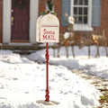 42" Tall Metal Standing Santa's Mail Christmas Mailbox with Light-up LED Wreath (White Top)