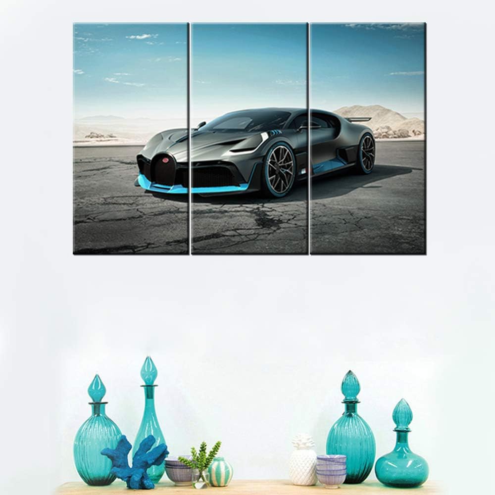 Framed Canvas Wall Art Speed Sports Racing Cars Pictures Ready to Hang 3 Pieces HD Printed Posters Artwork for Teens Bedroom Living Room Modern Decorations - 12 x 24 inch x 3 Panels