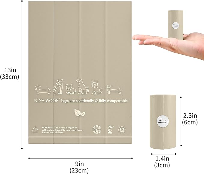 100% Certified Home Compostable and Biodegradable Dog Poop Bags - ASTM D6400 & EN 13432 Compliant Dog Waste Bags – 180 Bags – 12 x Rolls of Plant Based Compostable Waste Bags - Thick Doggie Poop Bags