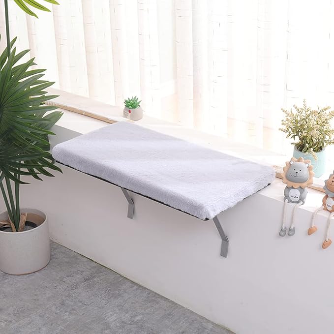 Cat Window Perch, Hammock Seat for Indoor Cats, Pet Cat Bed Shelf for Window Sill (Grey)