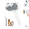 Pet Steam Brush for Dog & Cat - 3-in-1 Steam Grooming Brush for Shedding & Hair Removal - Self Cleaning Spray Comb with Mist for Long Haired Pets, Grey