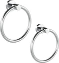 Chrome Hand Towel Holder for Bathroom (2 Pack) Kitchen Towel Ring Modern Rounded Base Wall Mount SUS304 Stainless Steel