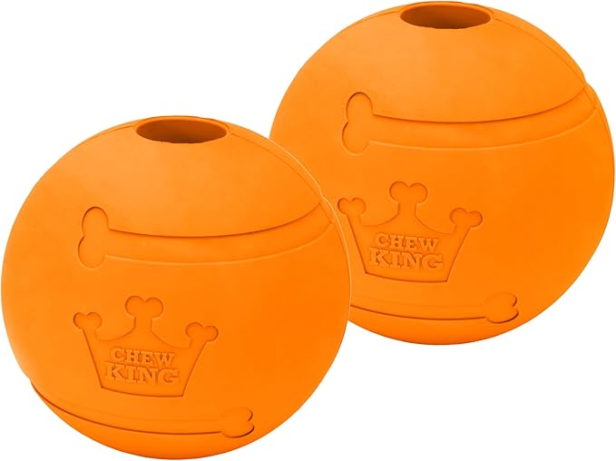 Chew King Flavored Rubber Ball Collection, 4 Inch Bacon Flavor Rubber Fetch Balls 2-Pk