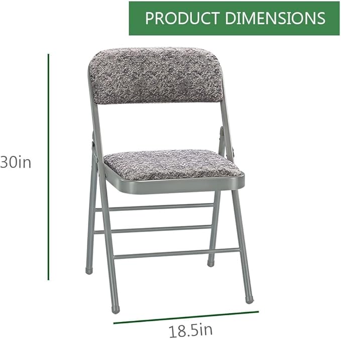 Amazing for less Pack of 2 (Fabric/Vinyl) Steel Frame Metal Foam Padded Folding Chairs (Black, Gray, White) (2-Pack - Fabric Gray)