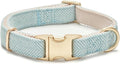 Soft Cotton Hemp Dog Collar with Metal Buckle Adjustable Twilled Dog Collars for Small Medium Large Dogs(Blue,Small)