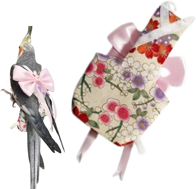 Bird Diaper Parrot Washable Diapers, Parrot Flight Suit, Reusable Nappies for Parakeet Cockatiel Mini Macaw Budgie Conure Lovebird (Beige,L)