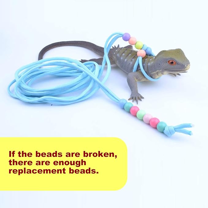 Adjustable Reptile Training Lead Harness Leash Nylon Rope for Lizard Crested Gecko Chameleon Guinea Pig Ferrets Hamster Rats (Fluorescence)