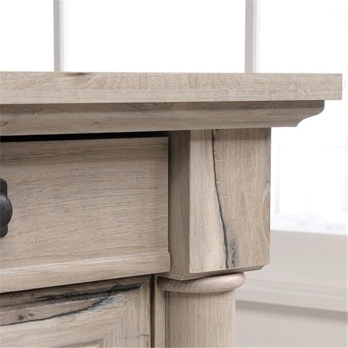 Pemberly Row 65" x 69" Contemporary Engineered Wood L-Shaped Desk with Storage, Drawers, Flip-Down Panel, Grommet Holes, for Home Office/Workspace, in Split Oak Finish