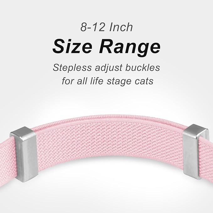 AirTag Cat Collar,Ultra Elastic Cat Tracker Collar with Apple Air Tag Holder, [Lightweight][Scratch Resistant] Stepless Adjustable GPS Pet Collar for Cats Kittens, Pink