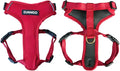 Adventure Dog Harness - Stylish and Durable Medium Dog Harness for Outdoor Adventures and Everyday Wear - Red Neoprene Adjustable Harness for Dogs with Reflective Piping, Solid Brass D-Ring