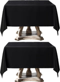 Square Tablecloth 52 x 52 Inch Black 2 Pack Tablecloths Stain-Wrinkle Resistant Washable Polyester Table Cloths for Holiday, Buffet Parties,and Wedding