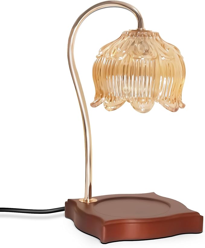 Candle Warmer Lamp Dimmable Wax Melt Warming Lamp with Timer Scented Wax Candle in Jar During Bathing & Yoga & Meditation with 2 Bulbs Home Decor Gift for Female (Blooming Flowers)
