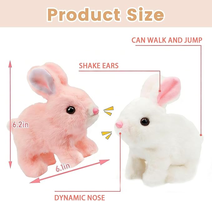 Bunby - My Realistic Bunny Toy, Interactive Bunny Realistic Bunny, Bunbi Realistic Bunny, Vitality Bliss Bunny, Jumping, Twitching, and Shaking Ears (White)