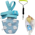 Adjustable Bird Diaper Harness Flight Suit Clothes with 80 Inch Flying Leash Rope for Parrots Conure Cockatiel (Blue,M)