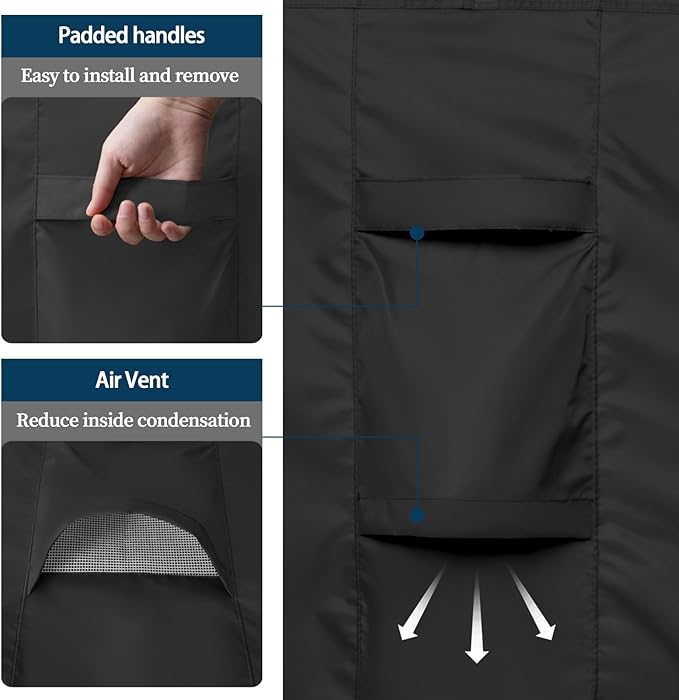 Easy-Going Round Patio Furniture Cover Waterproof Outdoor Dining Table and Chair Cover Anti-UV Outside Sectional Sofa Set Covers (62" Dia x 28" H, Black)
