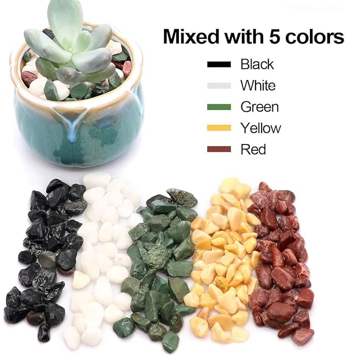 TOYPOPOR 6LB Succulent and Cactus Gravel Pebbles, 1/5 Inch Natural Decorative Polished Stones, River Rocks for Plants, Vases, Aquariums, Terrarium and Outdoor Gardening, Mixed Color