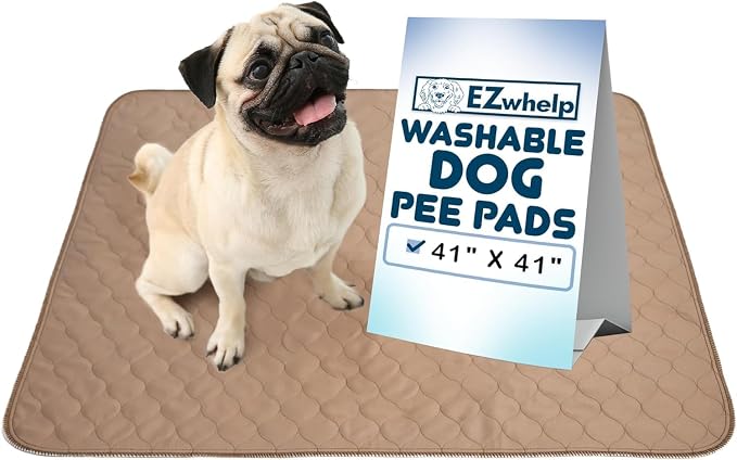 Washable Dog Training Pads - Reusable Waterproof Whelping - 41x41in | Sanitary puppy pee pads with rounded corners for pet essentials, laminated lightweight durable design for easy cleaning